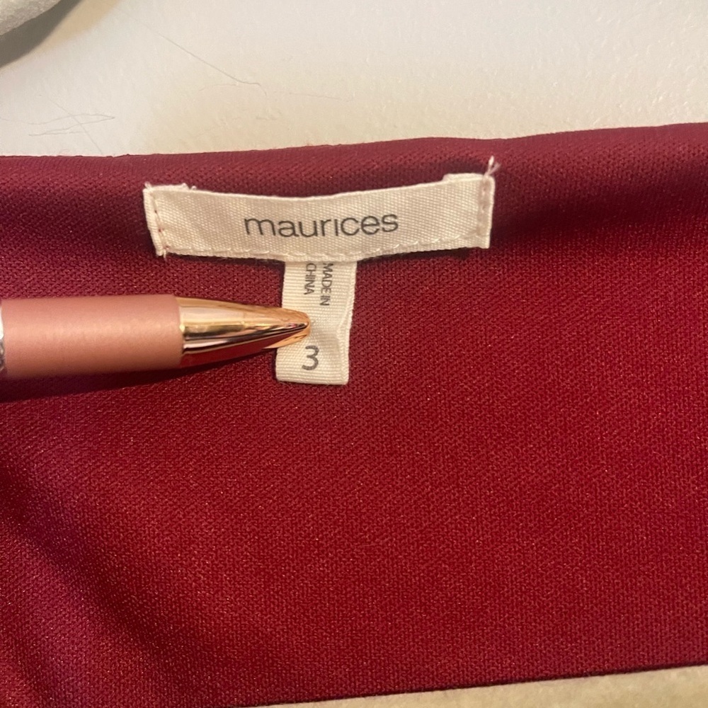 Maurices Burgundy Lace Long Sleeve Blouse - Picture 3 of 6